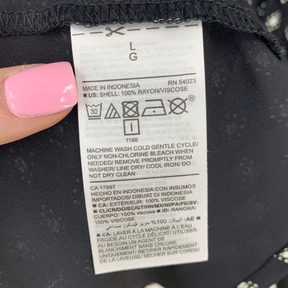 Old Navy Long Sleeve Waisted Black Printed Dress Sz L - Picture 7 of 10